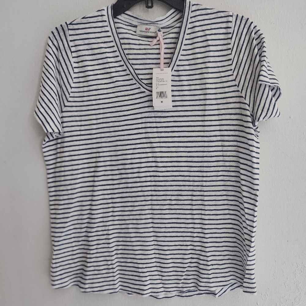 Vineyard Vines Striped V-Neck Women's Top - Picture 2 of 6